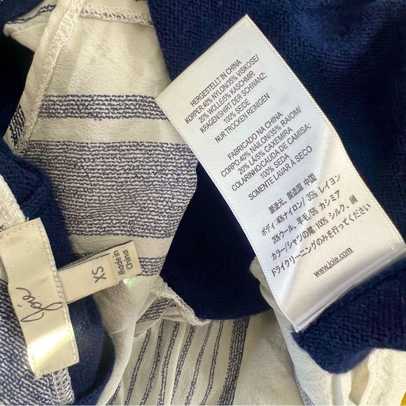Joie Zaan Woven Sweater Shirt Pullover Crewneck Wool Cashmere Top Navy XS Blouse - Picture 8 of 11